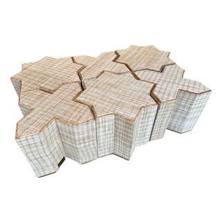 Modular Rattan Tables "Stella E Croce" by Vivai Del Sud. Italy, 1970s For Sale