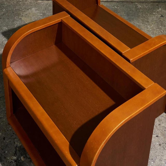 Cognac Leather Nightstands by Luigi Massoni for Poltrona Frau, Italy, 1970s, Set of 2 For Sale - Image 9 of 14