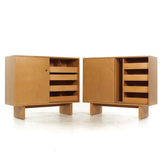 Mid 20th Century T. H. Robsjohn-Gibbings for Widdicomb Sliding Door Cabinets - Pair For Sale - Image 5 of 12