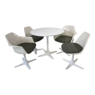 Mid Century Tulip Table and Chairs Set by Burke in the Style of Saarinen For Sale