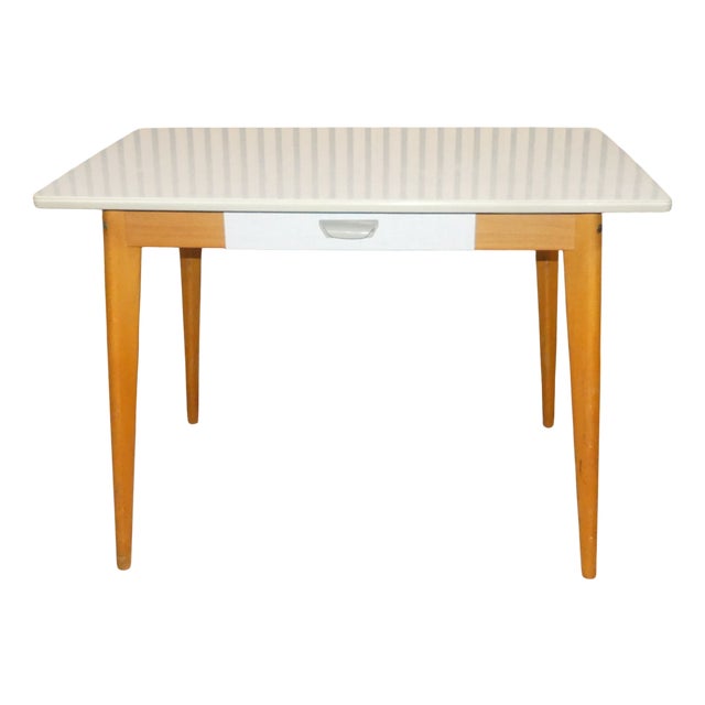 Kitchen Table with Drawer in Formica Wood, 1950s For Sale