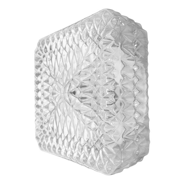 Vintage Glass Wall or Ceiling Light, 1970s For Sale