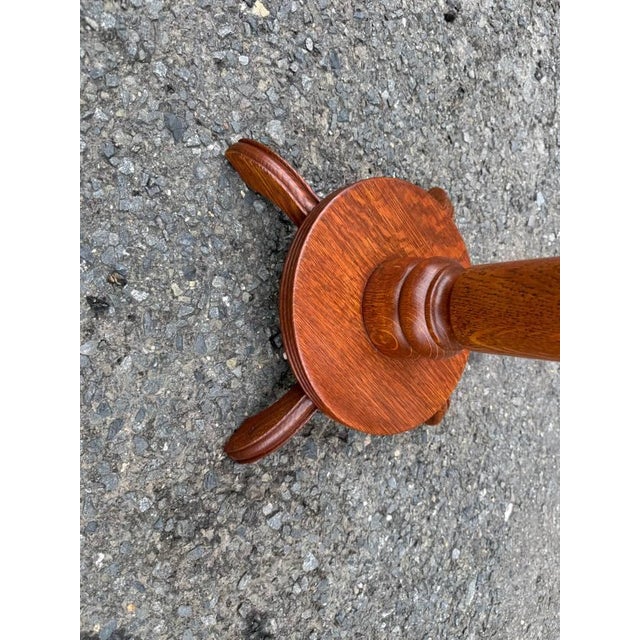 Wood Pair of Antique Quarter-Sawn Pedestal / Plant Stands For Sale - Image 7 of 17