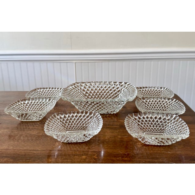 Indiana Glass Diamond Point Salad Bowl Set - Set of 7 For Sale - Image 6 of 12