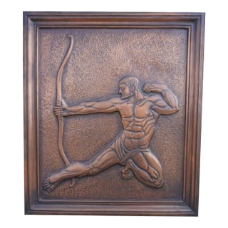1930s Albert Marschner Gilles - Paris Shooting His Arrow at Achilles - Solid Copper Neo-Classical Relief Panel For Sale