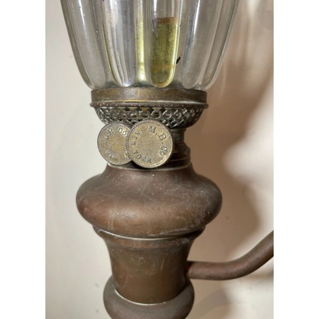 Antique 1800's Manhattan Brass Co. Large Ornate Electrified Oil Student Lamp For Sale - Image 4 of 12
