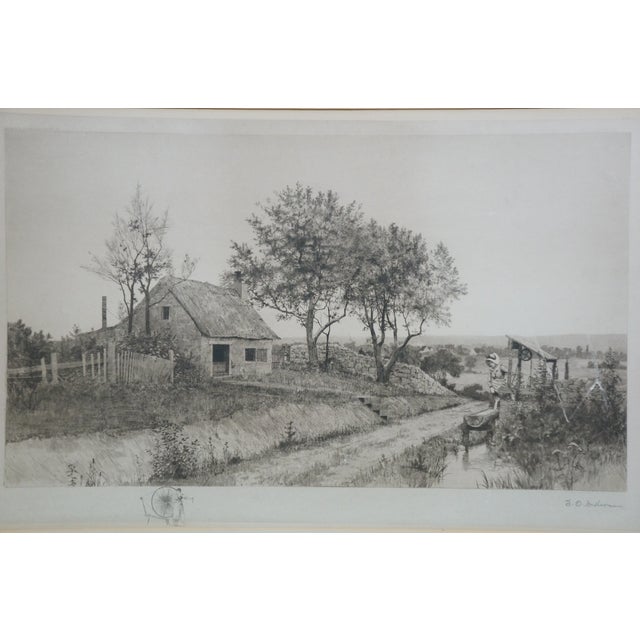 Antique John Octavius Anderson Signed Dear Sweet Spot Home Etching 37" For Sale - Image 6 of 12