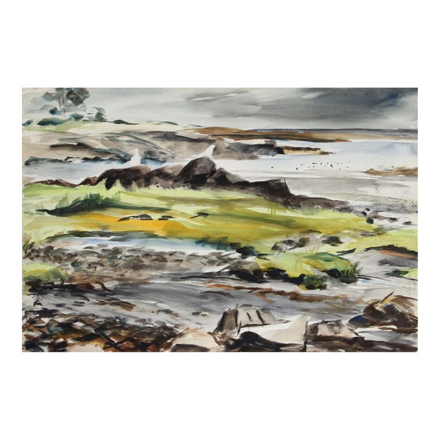 1950s "Seaside 76" Watercolor Painting by Eve Nethercott For Sale