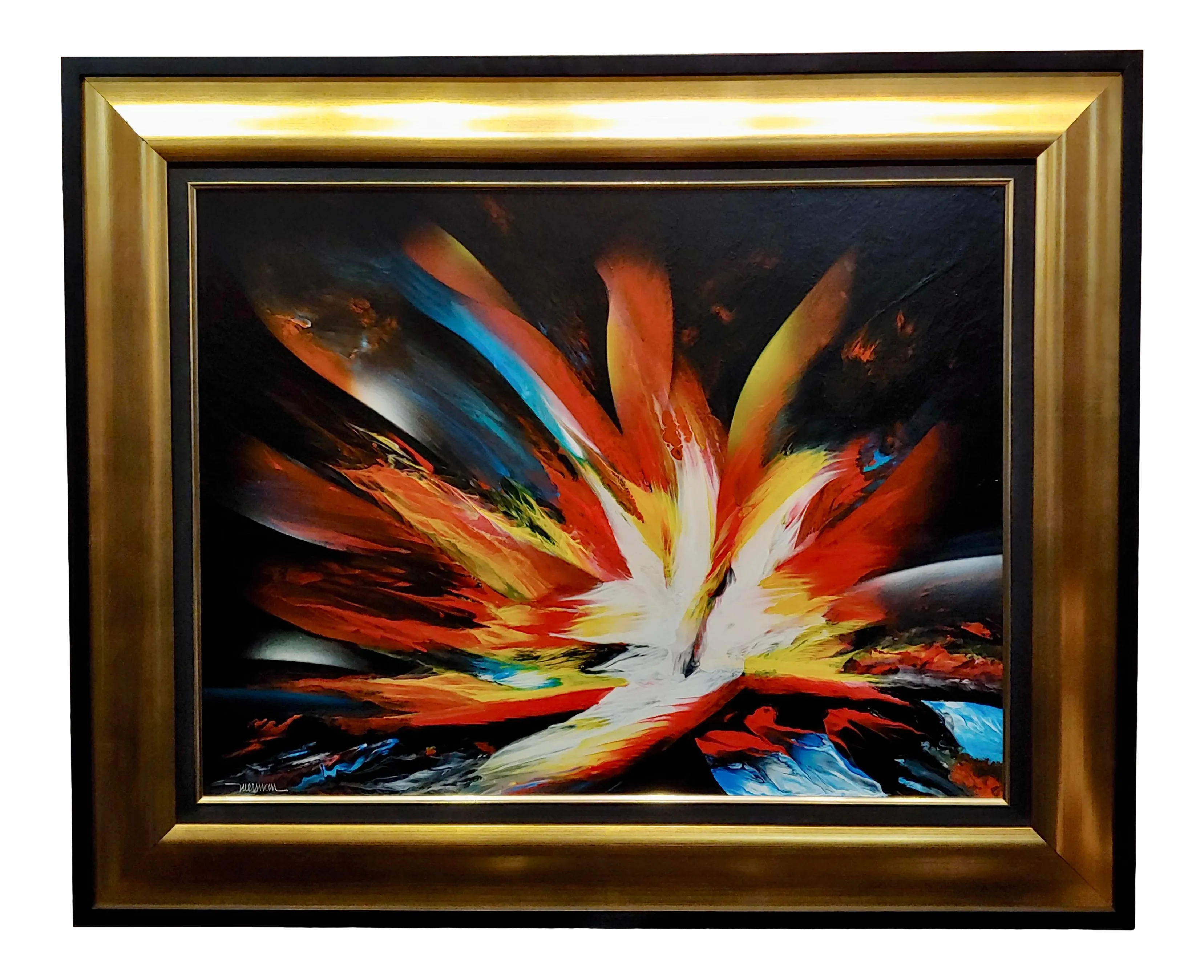 『マノエル・ピラー(Manuel Pillar)／トリコロール』8F号／油彩画 Leonardo Nierman -Magic Explosion of Fire -Abstract Oil Painting