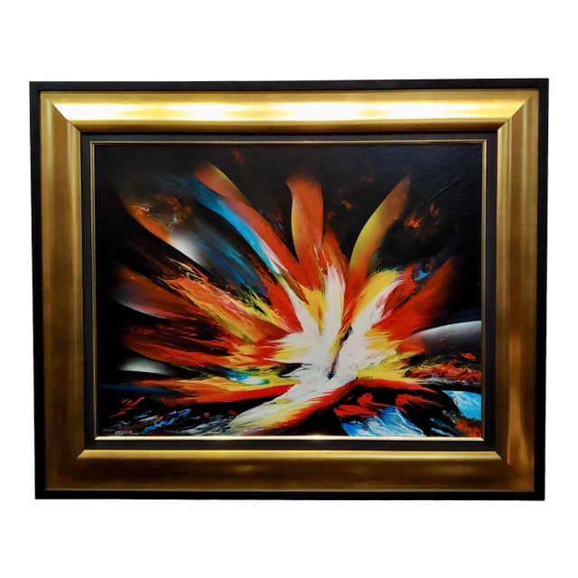 Leonardo Nierman -Magic Explosion of Fire -Abstract Oil Painting For Sale