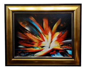 Leonardo Nierman -Magic Explosion of Fire -Abstract Oil Painting