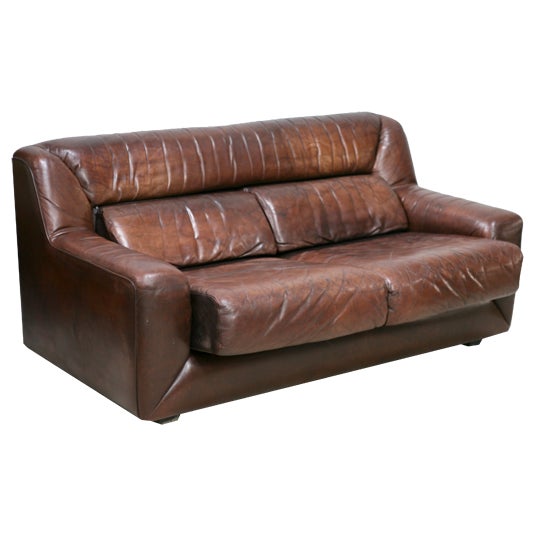 DS43 2-Seater Sofa in Leather from de Sede, Switzerland, 1970s For Sale