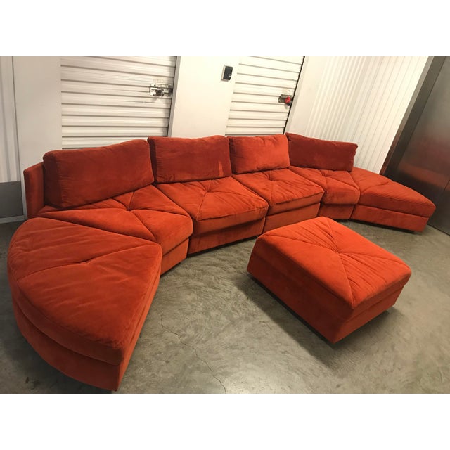 Vintage Retro Rust Velvet Sectional Sofa Chairish