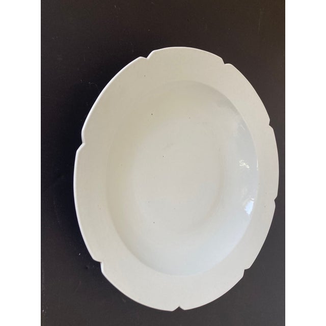 Contemporary Chinese Asian White Ceramic Platter Bowl Scalloped Rim Huge Heavy 18.25 In. D. For Sale - Image 3 of 10