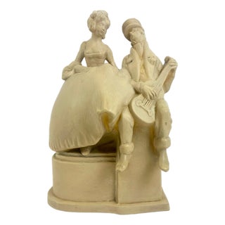 Guitar Flirt Scene Figurine in Ceramic, 1950s For Sale