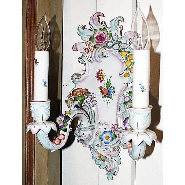 Rococo Porcelain Rococo Sconces Pair For Sale - Image 3 of 8