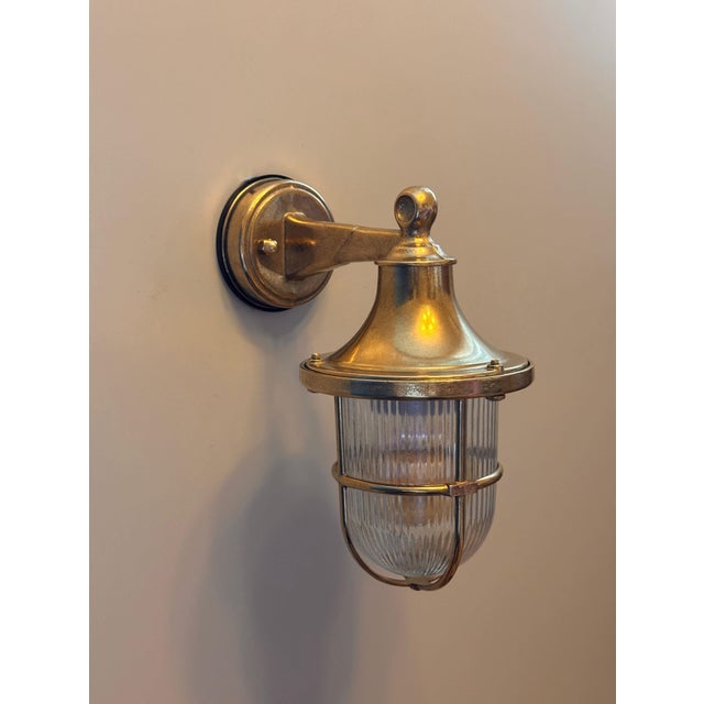 Paradise Brass Nautical Outdoor Wall Sconce – Vintage Marine Light, Handmade For Sale - Image 4 of 7