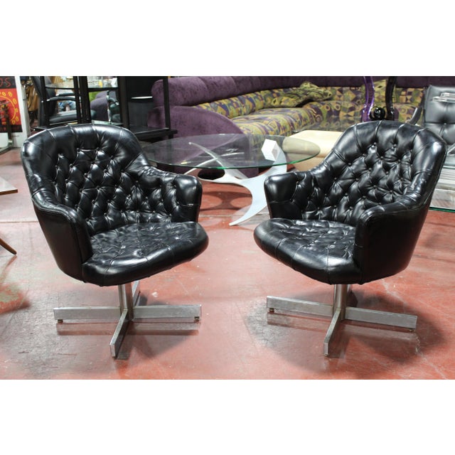 Mid-Century Modern Vladimir Kagan Black Leather & Steel Chairs - a Pair For Sale - Image 13 of 13