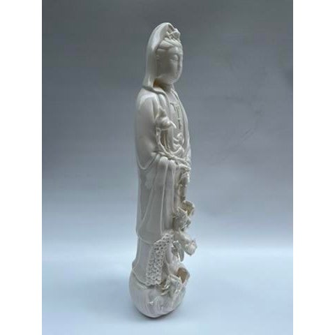 Ceramic Blanc De Chine Guanyin Statue For Sale - Image 7 of 13