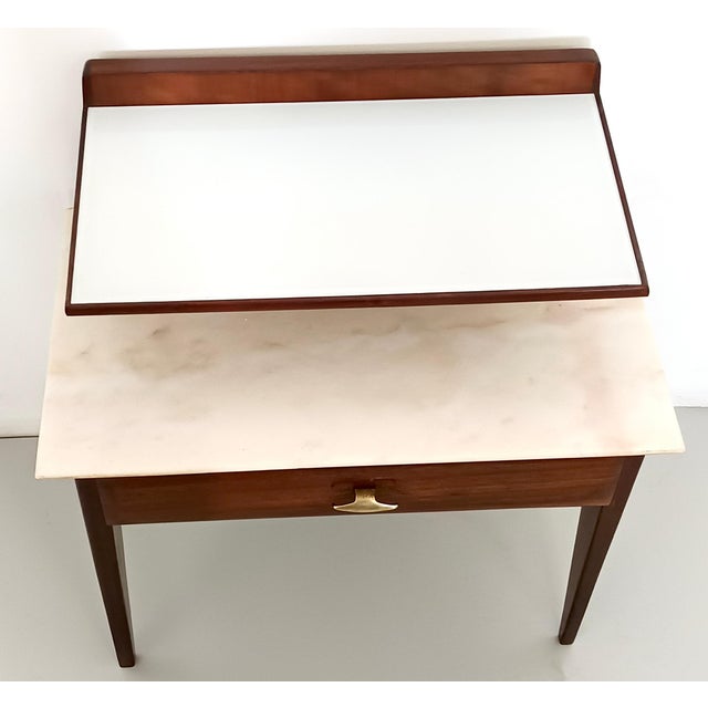 Vintage Nightstand with Glass and Marble Shelves by Gio Ponti, Italy, 1950s For Sale - Image 9 of 11