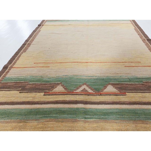 Textile Doris Leslie Blau Vintage Scandinavian Geometric Light Beige Carpet Pile For Sale - Image 7 of 9