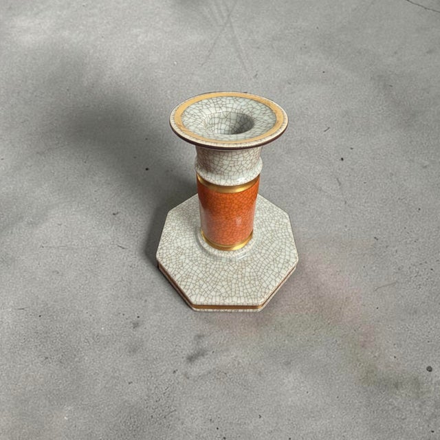 Danish Craquelé Porcelain Candlestick from Royal Copenhagen For Sale - Image 6 of 11