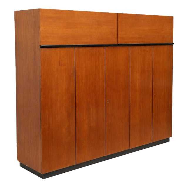 Large Vintage Teak Wardrobe with Hanging and Shelving Sections, 1960s For Sale