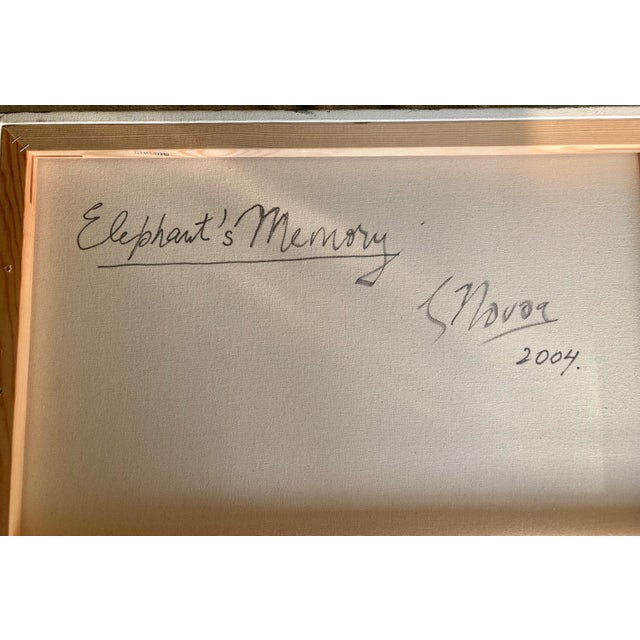 Textile Gustavo Novoa, Elephant and Lions, Animal Paradise Jungle Painting Surrealist Art Gustavo Novoa, 2004 For Sale - Image 7 of 7