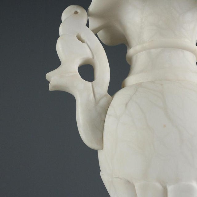 Electrified Alabaster Vase with Carved Handles For Sale - Image 5 of 11