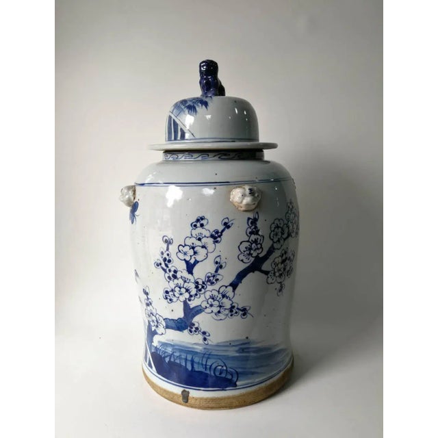 2020s Chinese Blue and White Porcelain Vase With Ever Green and Plum Flowers For Sale - Image 5 of 10