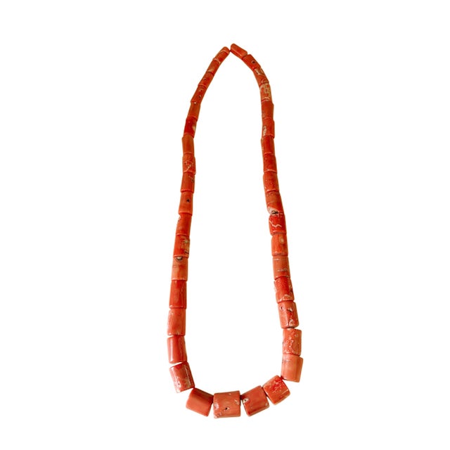 Pink Vintage Chunky Natural Nepalese Angel Skin Coral Strand 38 Beads For Sale - Image 8 of 11