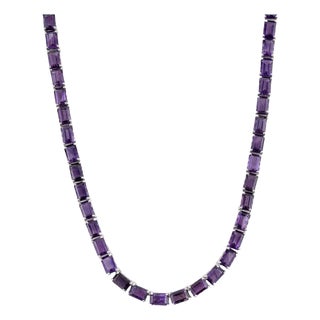 38.6 Ct Purple Amethyst Necklace in Solid 925 Sterling Silver For Sale