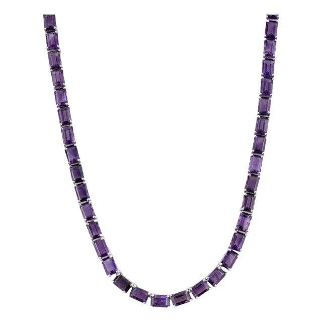 38.6 Ct Purple Amethyst Necklace in Solid 925 Sterling Silver For Sale