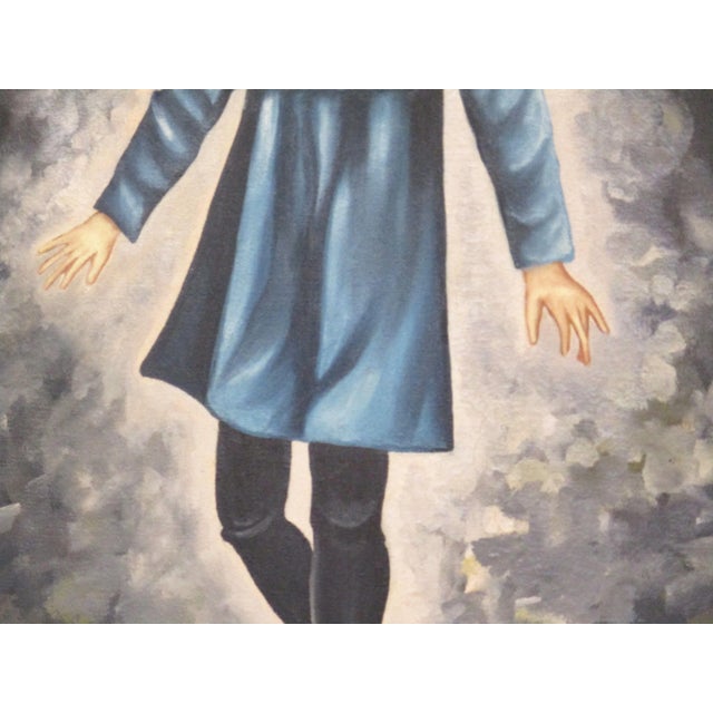 Mid-Century Modern Big Eye Girl Painting in the Style of Margaret Keane For Sale - Image 3 of 12