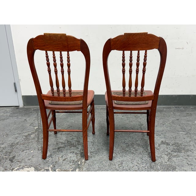 Late 19th Century 19th Century Victorian Oak Side Chairs, Pair For Sale - Image 5 of 12