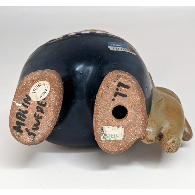 Brown Lisa Larson Gustavsberg Sweden Malin Boy With Teddy Bear Figurine For Sale - Image 8 of 12