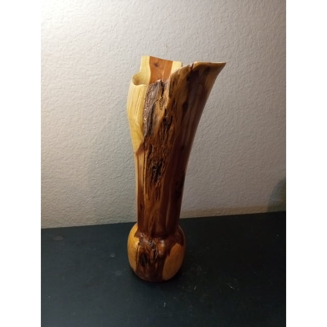 Wood 1980s Artist Signed Aspen Cove Studio Burl Aspen Wood Vase For Sale - Image 7 of 7