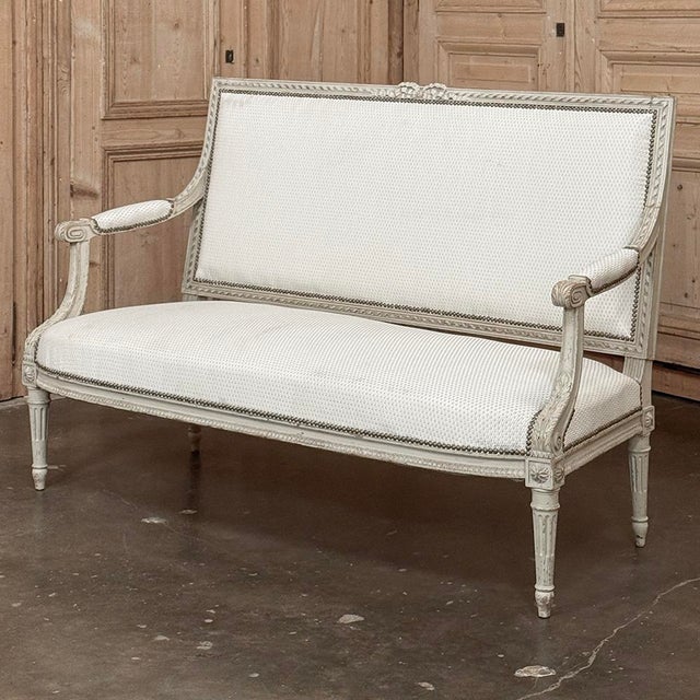Late 19th Century 19th Century French Louis XVI Painted Canapé ~ Settee For Sale - Image 5 of 18