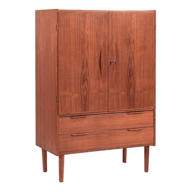 Mid Century Danish Teak Wood Storage or Bar Cabinet For Sale