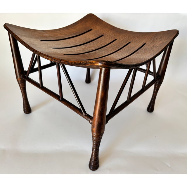 Brown Egyptian Revival Thebes Stool, Liberty & Co Attributed Circa 1920s For Sale - Image 8 of 18
