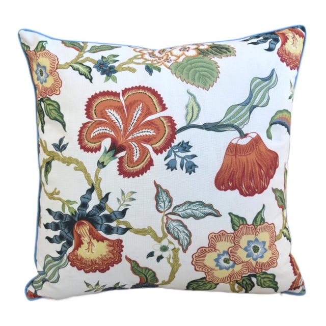 French Country Designer Schumacher Hothouse Flowers Double Sided Feather/Down Pillow For Sale - Image 3 of 5
