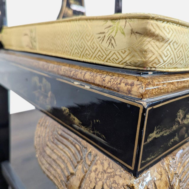 Black Custom Chinoiserie Black Lacquer Dining Chair For Sale - Image 8 of 9