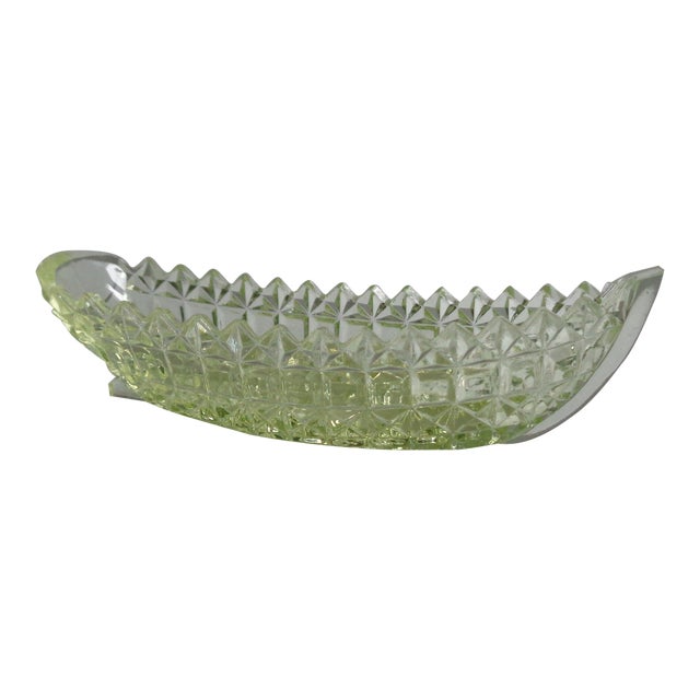 Mid Century Pressed Glass Yellow Boat Open Salt Dish Cellar Chairish