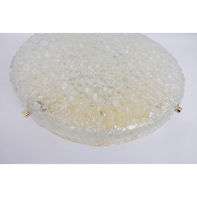 White Large Vintage Flush Mount in Ice Glass from Hillebrand, Germany, 1970s For Sale - Image 8 of 16