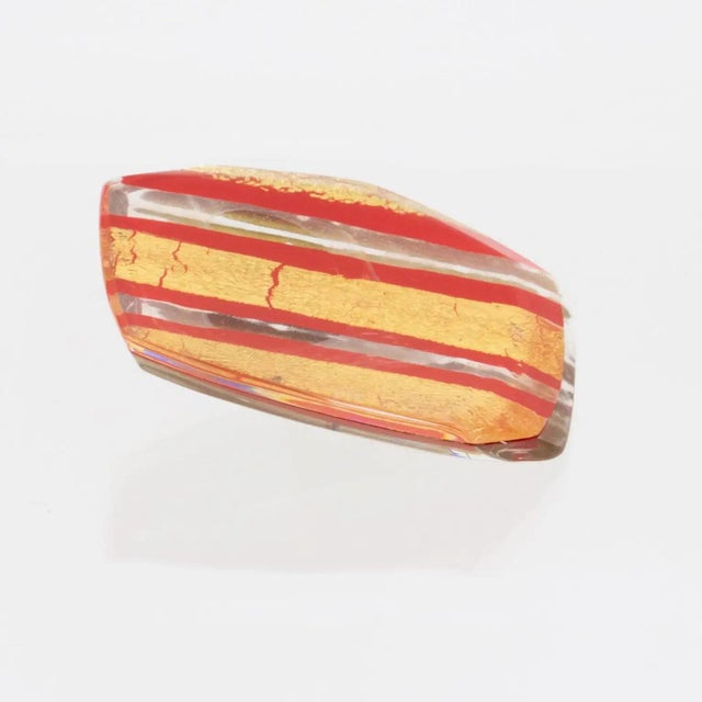 Anne and Frank Vigneri Red and Gold Foil Resin Clip Earrings For Sale In Atlanta - Image 6 of 8
