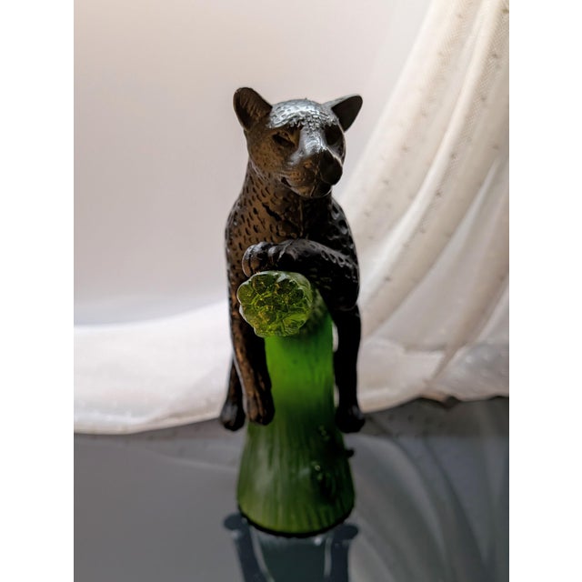Daum Late 20th Century Daum France Pate De Verre Glass Black Panther in Green Tree For Sale - Image 4 of 16