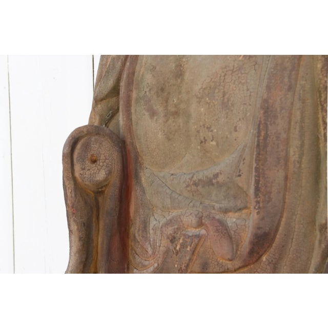 19th Century Antique Carved Wood Mediating Buddha For Sale - Image 5 of 10