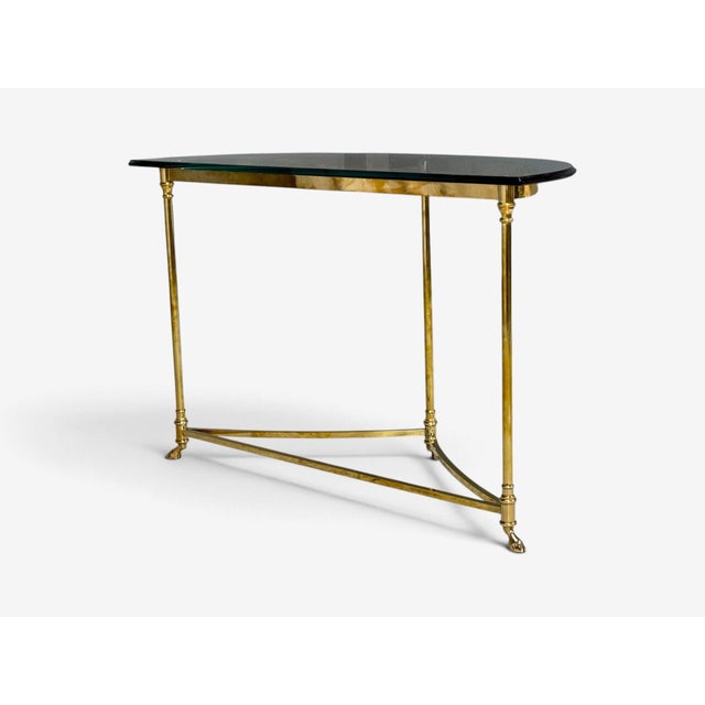 LaBarge, German Modern, Demilune Console Table, Brass, Glass, Germany, 1970s For Sale - Image 14 of 14