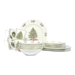 Gibson “Noel Morning” Ceramic Dinnerware Set, Service 4 - 16-Piece