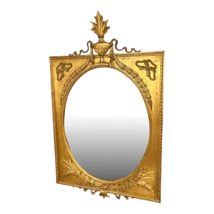 Mid 20th Century Louis XVI Style Carved and Ornate Giltwood Frame Mirror